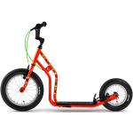 Yedoo Wzoom Emoji Kinder Roller Scooter Tretroller - für Kinder ab 6 Jahre, mit Luftreifen 16/12, Reflexelementen und verstellbarem Lenker Rot