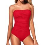 Rote Bandeau Badeanzüge aus Elastan für Damen Größe XL 1 Teil 