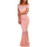 Pinke Retro Z-One Maxi Abendkleider & festliche Kleider aus Spitze für Damen Größe XL 