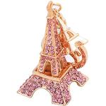 Pastellrosa Schlüsselanhänger Paris mit Strass für Damen Einheitsgröße 
