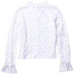 Weiße Blumen Langärmelige Häkeltops aus Polyester Handwäsche für Damen Größe L zur Party 